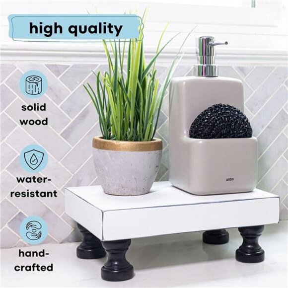 Set of 2 Wood Riser Trays – Water-Resistant, Easy-Assembly Wood Tray Risers - Picture 2 of 8